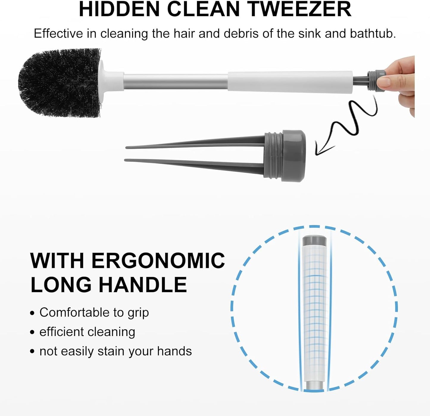 SetSail Toilet Brush and Holder, Self Closing Lid Toilet Bowl Brushes Holder and Extra Long Handle Ventilated Toilet Brush Set for Bathroom Cleaning, Nylon Bristles, Black