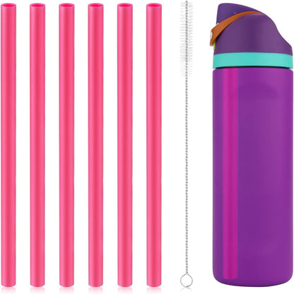 6pcs Replacement Straws for Owala Freesip 24/32oz, Reusable Plastic Straws with Cleaning Brush Tumbler Accessories Parts for Owala Flip 24/32oz Stainless Steel Insulated Water Bottle