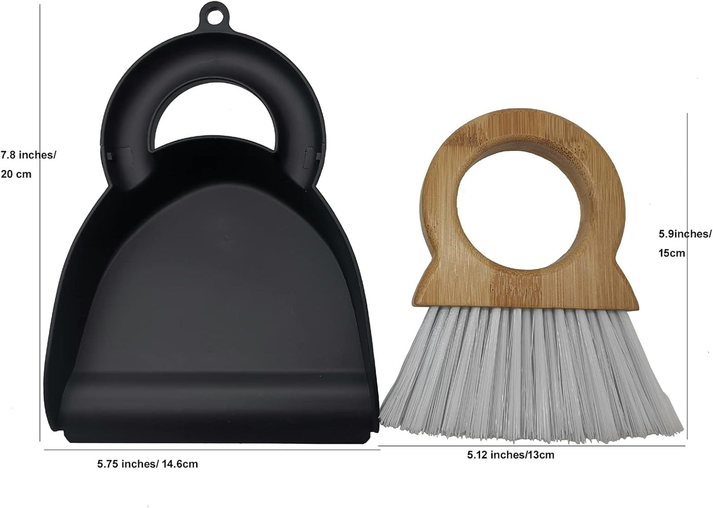Mini Broom and Dustpan for Housekeeping-Bamboo Handle Small Broom and Dustpan Set Combination Mini Desktop Sweep, Keyboard Cleaning Brush with Shovel Brush,Round Bamboo Handle