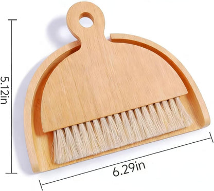Dustpan and Brush Set Small Broom and Dustpan Set Dust Pan and Brush, Wooden Handheld for Tabletop Crumb Cleaning, Portable Mini