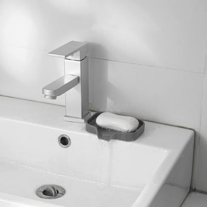 MicoYang Silicone Bathroom Soap Dishes with Drain Spout-Bathroom and Kitchen Sink Organizer,Sponge Holder,Dish Soap Tray,Perfect for Dispenser,Scrubber,Bottle,Cup on Sink or Counter-Black 4.9"×3.2"