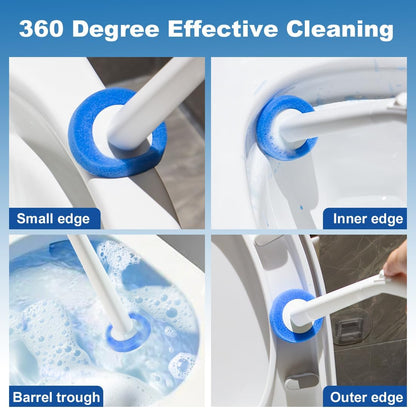 CQT Disposable Toilet Bowl Brush with Toilet Wand 20 Refill Heads, Toilet Bowl Cleaner Wands,Toilet Cleaning System Starter Kit(Wand+20 Refills)