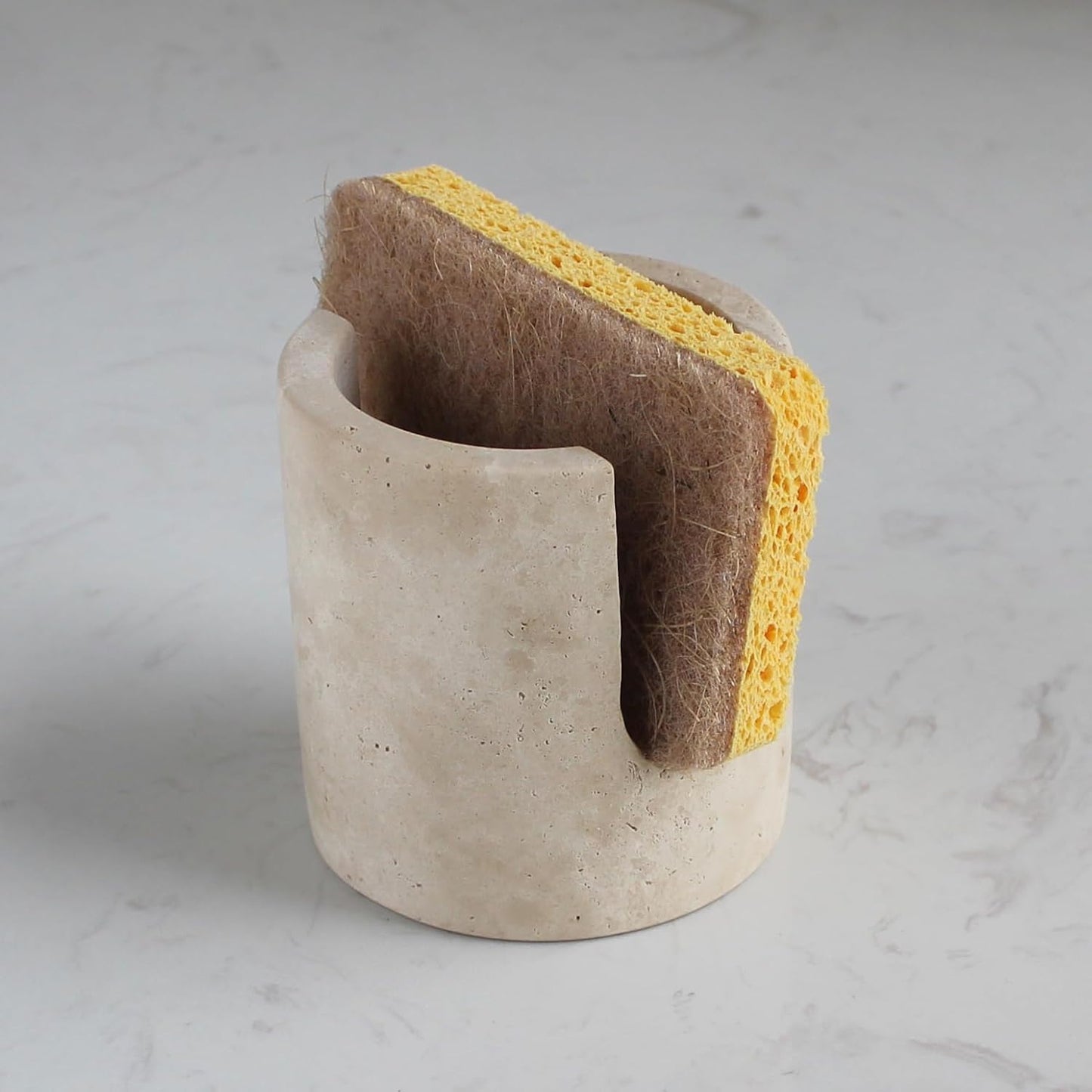 Natural Travertine Marble Sponge Holder for Kitchen Sink, Drying Rack, Compact Sink Caddy Organizer - Calacatta Viola Marble