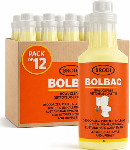 Brodi BolBac Heavy Duty Toilet Bowl Cleaner, High-Power 25-30% HCI Formula, Fast Lime & Rust Removal, Fixture-Safe, Removes Odor-Causing Build-Up (Pack of 1)