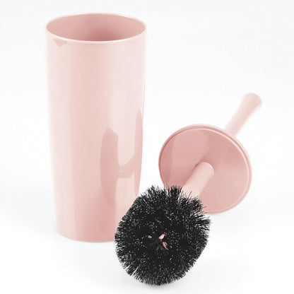 mDesign Slim Plastic Toilet Bowl Brush and Holder Set, Modern Compact Storage Organizer Cleaner Scrubber for Toilet - Heavy Duty Cleaning Plunger for Bathroom, Aura Collection - Navy Blue