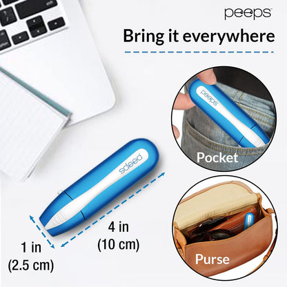 Peeps Glasses Cleaner - for Eyeglasses, Reading Glasses, and More - Lens Cleaner with Carbon Microfiber Tech-Injected Blue-1 Count (Pack of 1)
