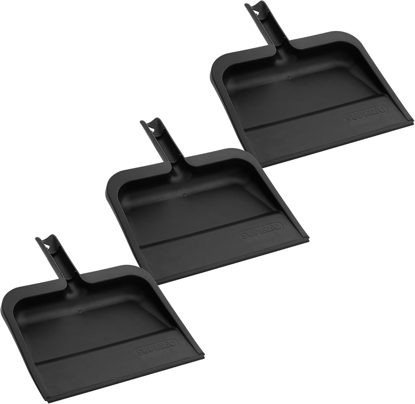 Superio Clip-On Dustpan with Rubber Lip - 10-inch Wide Durable Plastic Dust Pan with Comfort Grip Handle, White, 1-Pack