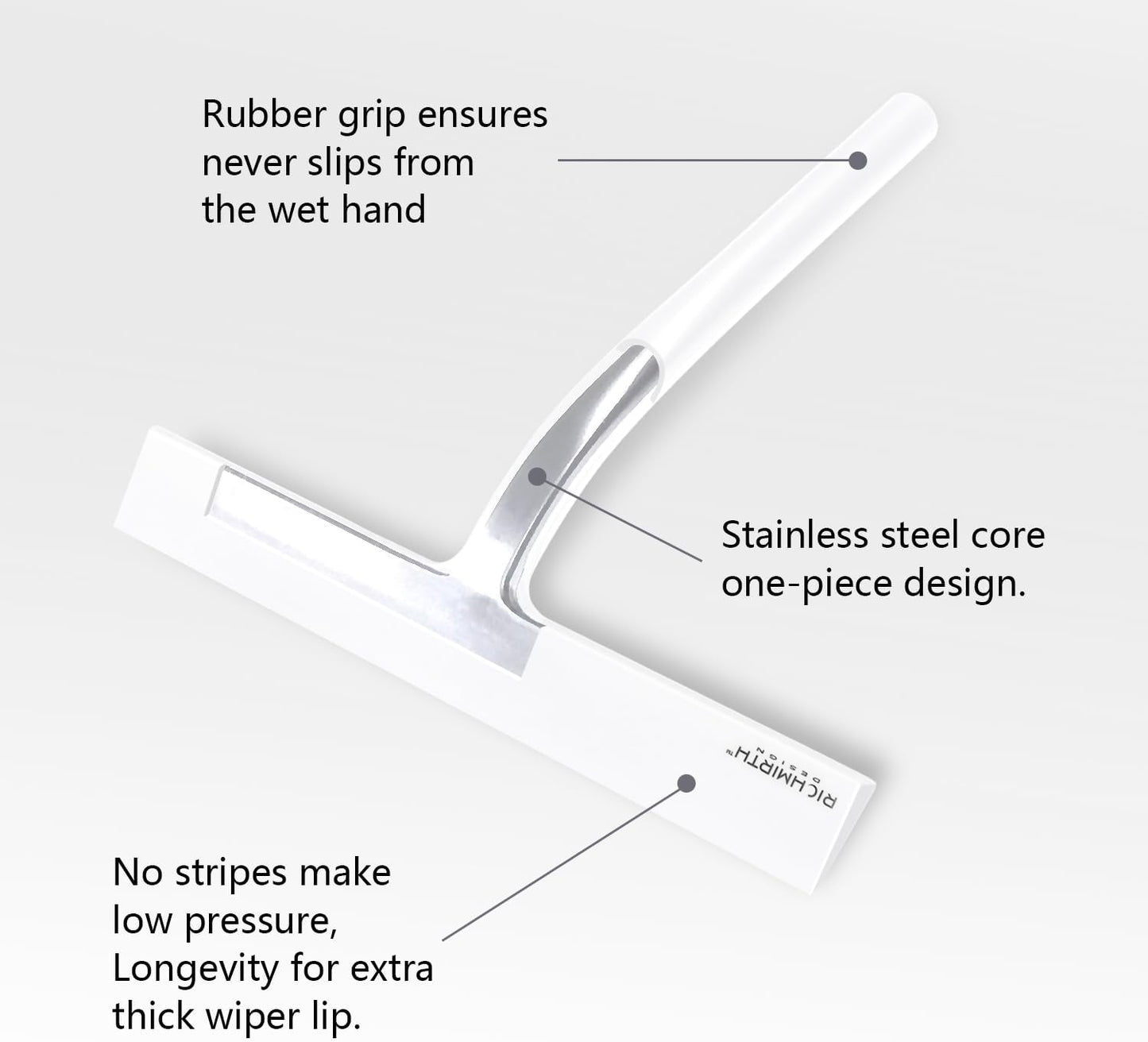 Shower Squeegee for Glass Doors, RICHMIRTH 11" Inch Width Silicone Rubber Blade Squeegee Window Cleaner Tool Squeegee for Shower Glass Doors Bathroom