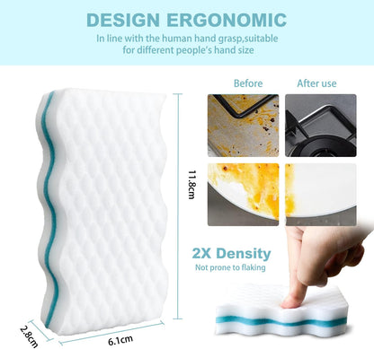 BINI'S Magic Sponge Eraser, Extra Durable, Multi Purpose Cleaner, Shoe, Bathroom, Shower, and Car Window and Windshield Cleaner, Cleaning Pads, 6 Count