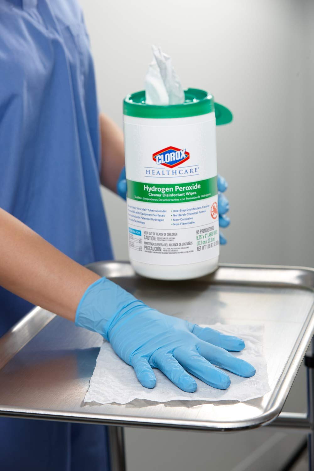 Clorox Healthcare Hydrogen Peroxide Cleaner Disinfectant Wipes, 6.75" x 9", 95 Count (Package May Vary)