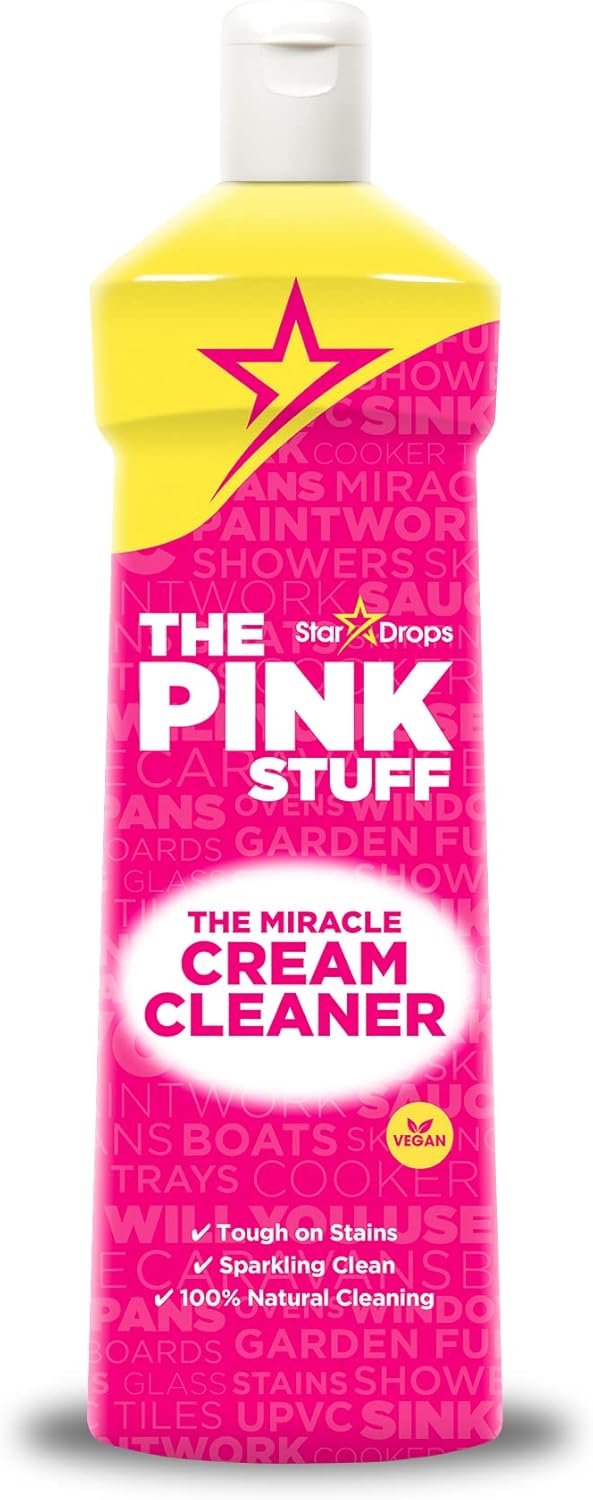 Stardrops The Pink Stuff Miracle Cream Cleaner for Stainless Steel & Multi-Purpose Surfaces – Removes Grease, Grime, Limescale & Soap Scum – Tough on Stains, Gentle on Surfaces – 500ml
