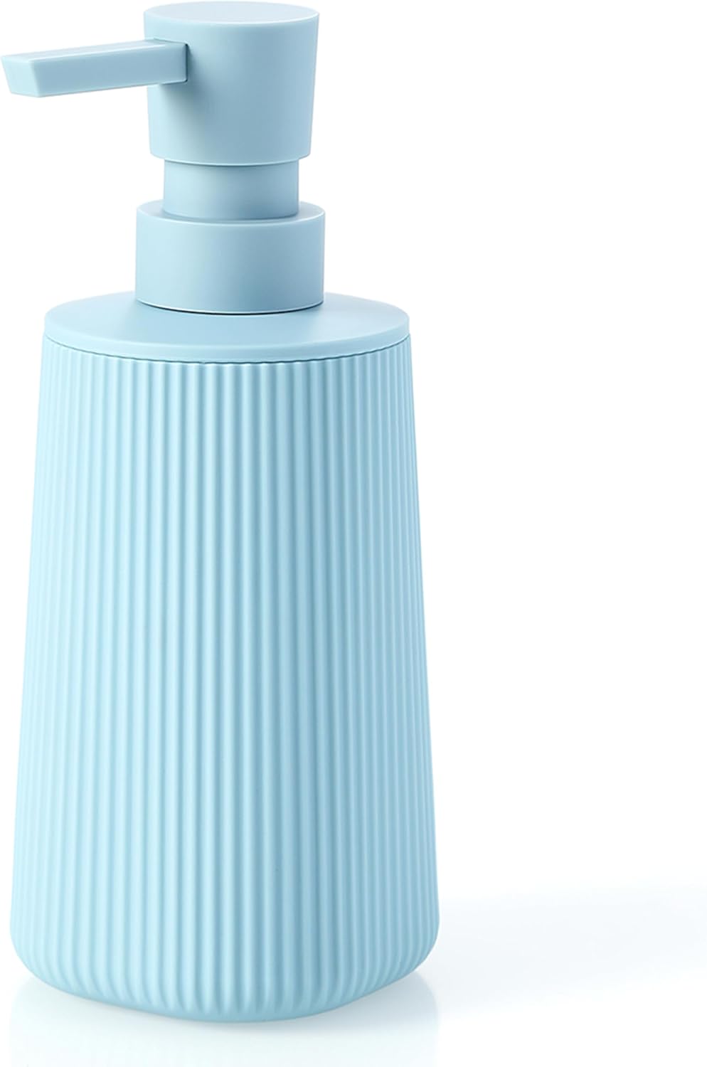 Small Soap Dispenser for Bathroom and Kitchen, Modern Farmhouse Striped Style Plastic Hand Soap Dish Soap Dispenser with Pump Matte Black