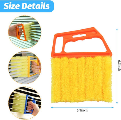 3PCS Car Window Blind Cleaner Duster Tool, 7 Fingers Microfiber Vehicle Handheld Shutter Dusting Cleaning Brush, Removable Auto Air Conditioner Vents Cleaner, Universal Fit (Yellow)