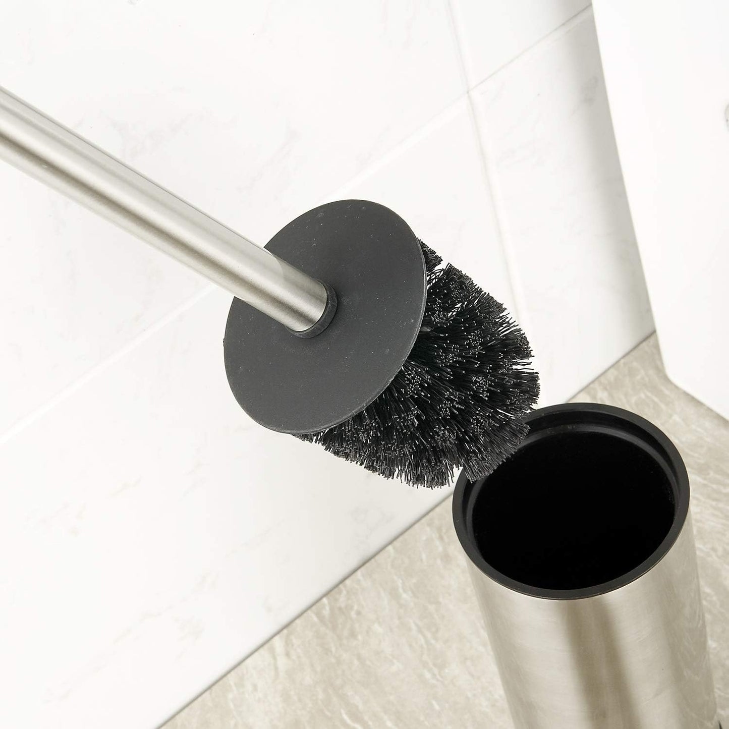 BGL Stainless Steel 304 Black Toilet Bowl Brush and Holder Set Cleaning Tool Holder with Toilet Brush