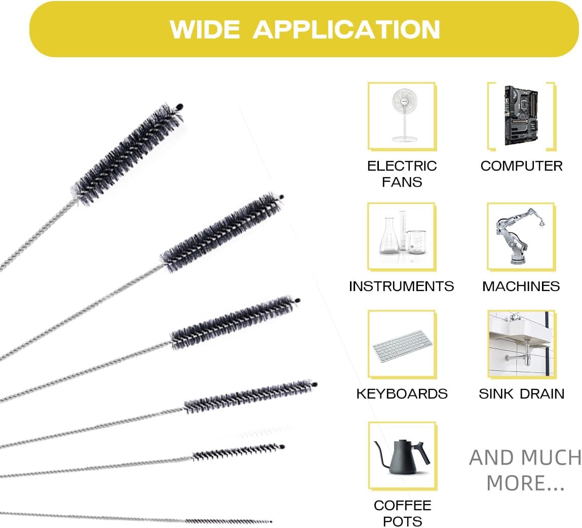 Brush Family Straw Cleaner Brush Set,6 Piece 12" Long Pipe Tube Bottle Brushes for Cleaning Narrow Neck Bottles,Coffee Maker,Glass Cups