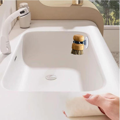 Soap Dispensing Palm Brush Holder Dish Brush Holder for Kitchen Dish with Soap Dispenser Pot with a Traceless Suction Cup (Small)