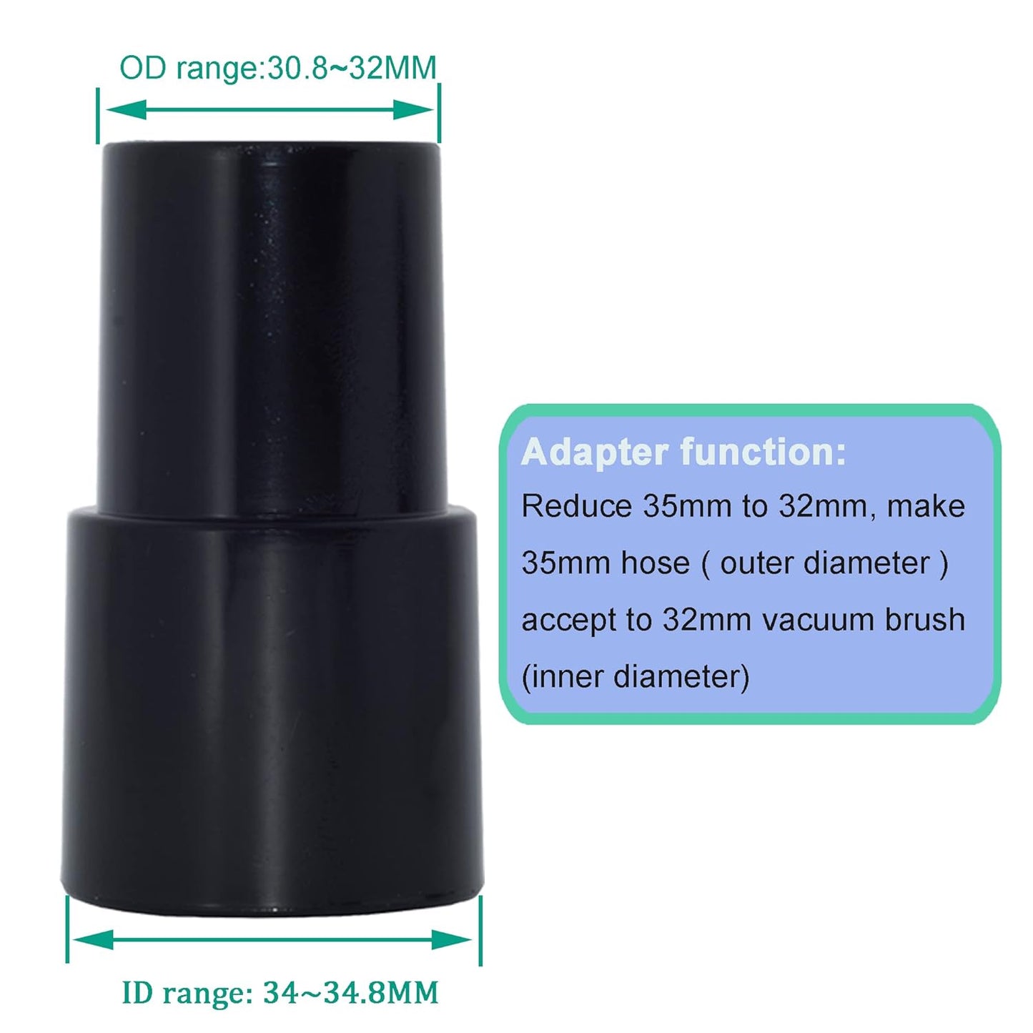 25MM Horse Hair Round Dust Brush 1.24" Cleaner Vacuum Attachment Brush Soft Bristles Replacement with 1-1/4" to 1-3/8" Hose Adapter