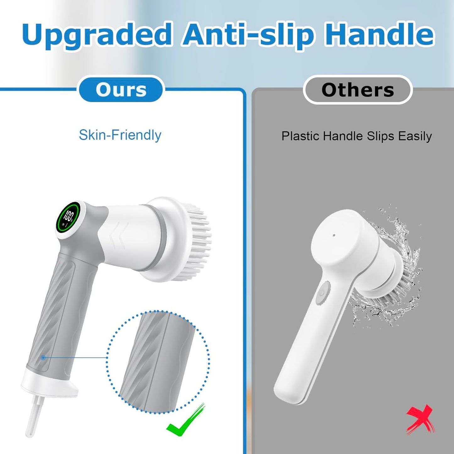 DAESUNG Electric Spin Scrubber, Cordless Power Scrubber & Electric Cleaning Brush with 7 Replaceable Heads, Dual Speed IPX7 Waterproof Handheld Scrubber for Bathroom, Shower & Tile Cleaning