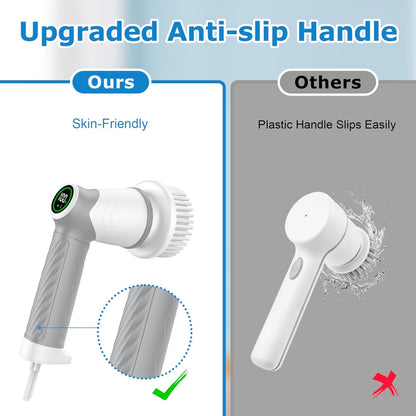 DAESUNG Electric Spin Scrubber, Cordless Power Scrubber & Electric Cleaning Brush with 7 Replaceable Heads, Dual Speed IPX7 Waterproof Handheld Scrubber for Bathroom, Shower & Tile Cleaning