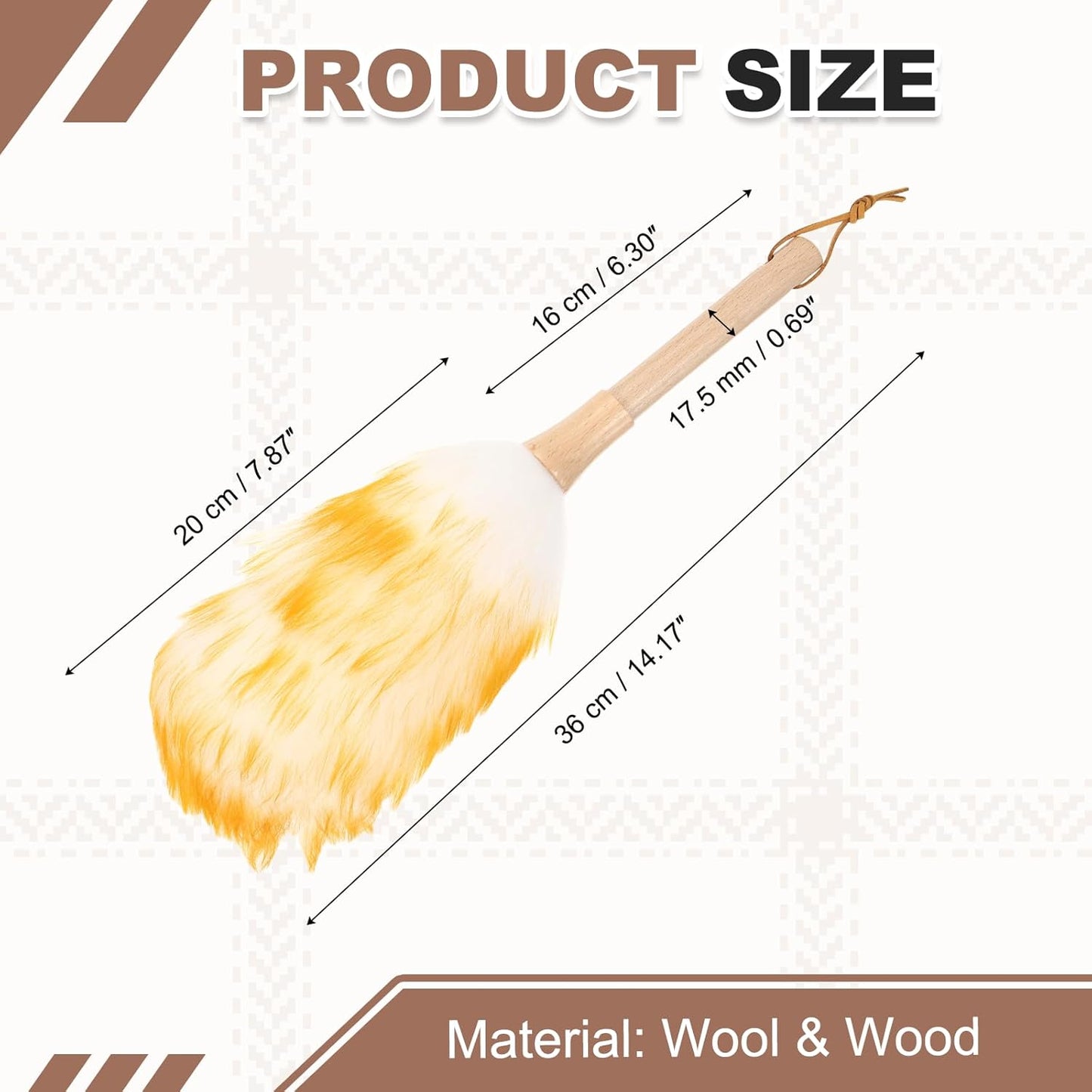 uxcell Wool Duster, 14.2" Natural Feather Cleaner Household Cleaning Duster with Solid Wooden Handle for Cleaning Fans Window Blinds Shelves Furniture, Pink