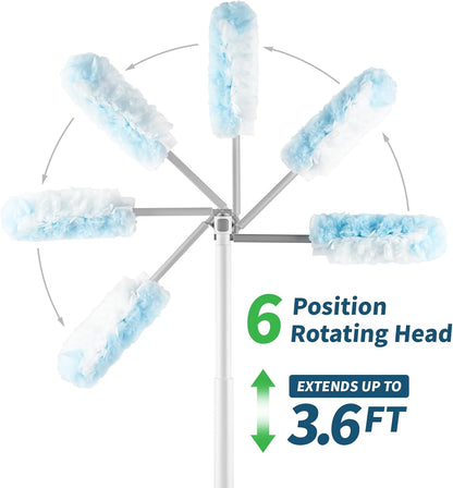 oshang 12 Pack Disposable Heavy Duty Duster Refills - 43" Extendable Handle, Compatible with Swiffer - Dusters for Cleaning Ceiling Fans, Blinds, Furniture & High Corners