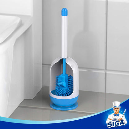 MR.SIGA Soft Bristle Toilet Brush with Holder, Gray & Black, 1Pack