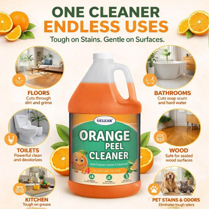 orange peel Multi Purpose Cleaner & Deodorant - Floor Cleaner (Made in USA) | Tile, Stone, Laminate, Vinyl & Natural Wood Floor Cleaner for Mopping, Cleaner Refill for Commercial Use, 1 Gal.