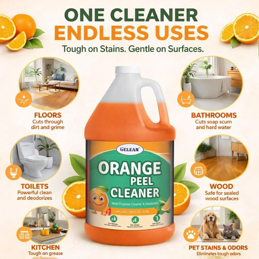orange peel Multi Purpose Cleaner & Deodorant - Floor Cleaner (Made in USA) | Tile, Stone, Laminate, Vinyl & Natural Wood Floor Cleaner for Mopping, Cleaner Refill for Commercial Use, 1 Gal.