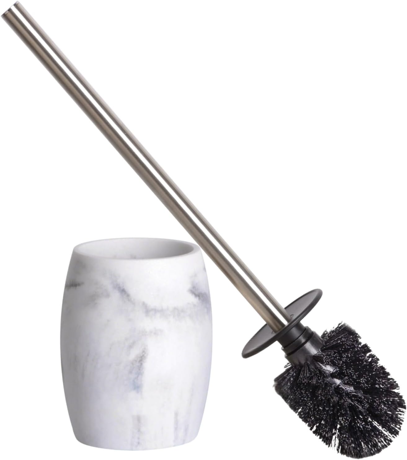 Clasin Home Toilet Bowl Brush and Holder with Stainless Steel Long Handle, Toilet Scrubber Brush with Durable Base, 360° Deep Cleaning Bristles for Bathroom, Compact Set for Small Space (Beige)