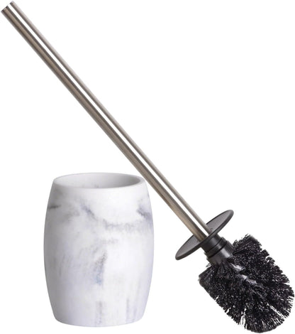 Clasin Home Toilet Bowl Brush and Holder with Stainless Steel Long Handle, Toilet Scrubber Brush with Durable Base, 360° Deep Cleaning Bristles for Bathroom, Compact Set for Small Space (Beige)