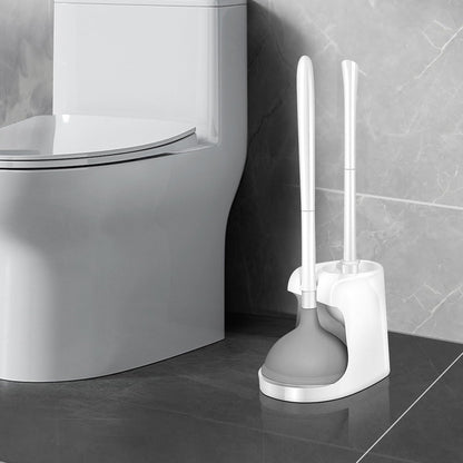 Toilet Brush and Plunger Set, 2 Packs Toilet Plungers for Bathroom Heavy Duty Toilet Bowl Brush and Holder Hidden Toilet Plunger and Brush Set for Deeply Cleaning (White)
