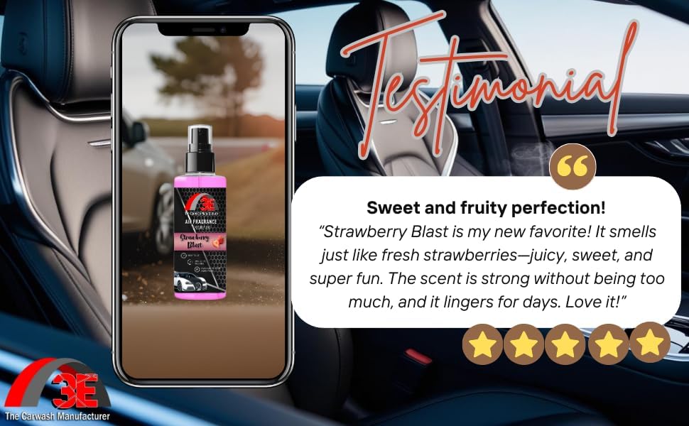 3E Car Air Freshener Premium Baby Powder Scent 16 fl oz – Professional Automotive Air Freshener & Odor Eliminator, Long-Lasting Interior Fragrance for Cars, Trucks, SUVs, RV, Home & Office