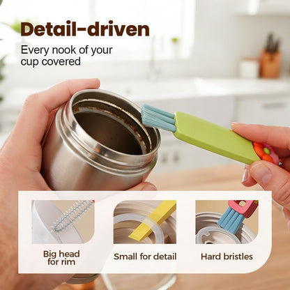 3PCS 3 in 1 Cup Lid Cleaning Brush and 2PCS Silicone Straw Cleaner Brush for Bottle, Multifunctional Crevice Portable Cup Lid Cleaning Brushes, Flexible Straws Cleaning Brush Set for Water Bottles