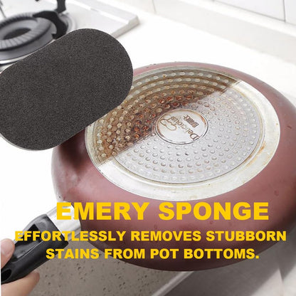 Magic Carborundum Sponge - 8pcs Pot Cleaner for Bottom of Pans,Emery Pot Scrubbers,Carborundum Sponge,Magic Sponge Brush with Handle