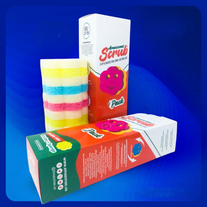 6 Double Side, Amazonas Scrub, Your New Cleaning Essential! This 6-Pack of Double-Sided Scrubber and Sponge is Designed to Simplify Your Cleaning Routine (6 Scrub sponges)