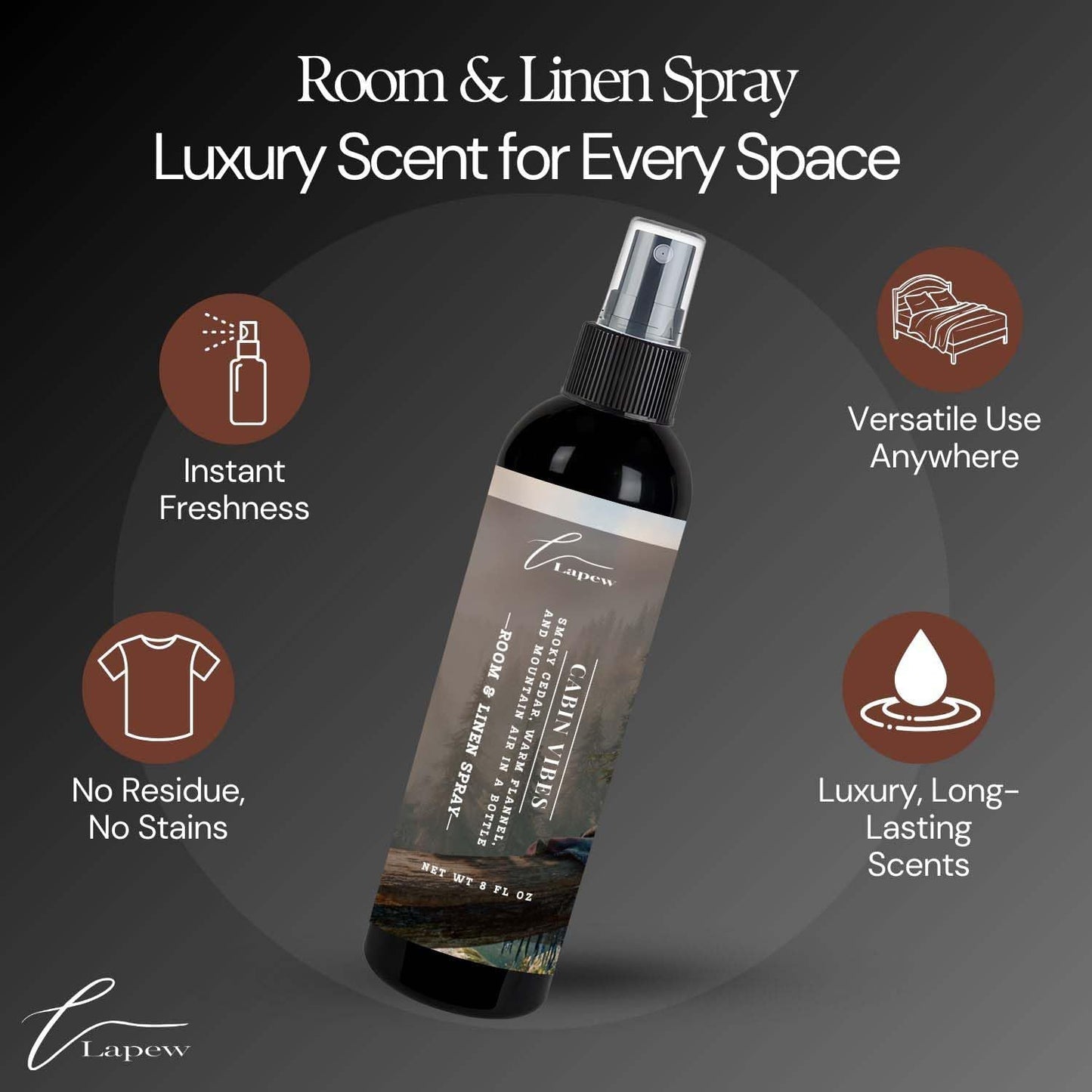 Lapew Room & Linen Spray | Fragrance Mist for Home, Car & Office | Fabric & Air Freshener | Neutralizing Mist | Made in USA | Cozy Cinnamon & Apple - Colors A