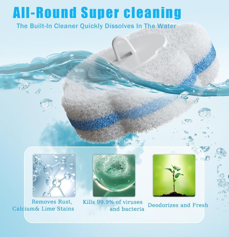 Disposable Toilet Brush and Holder Set with 48 PCS Refills, Deep Cleaning Toilet Bowl Cleaner Wands for Toilet Bowl, Sink, Toilet Cleaning System Starter Kit