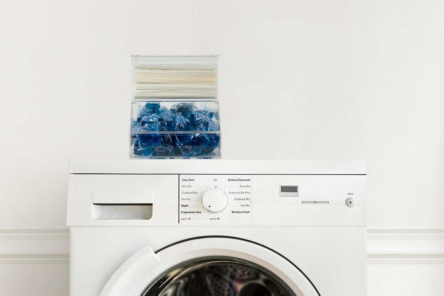 IneVibe Acrylic Dishwasher Pods & Sponge Holder w/Lids - 2 Compartment Container for Storing Detergent Tablets, Dryer Sheets, Laundry Pods for Kitchen Sink Organization