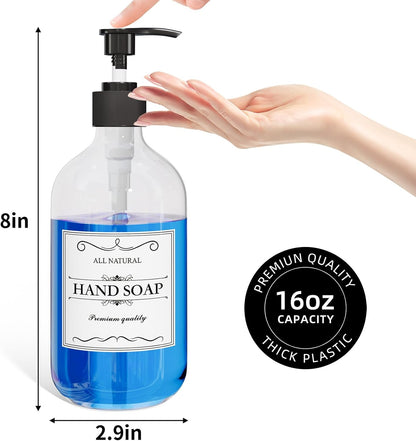 Kzeirm Green Soap Dispenser, Dish & Hand Soap Dispenser Set for Bathroom & Kitchen, Refillable Pump Bottle Dispenser, Plastic Empty Soap and Lotion Dispenser for Liquid, 2 Pcs