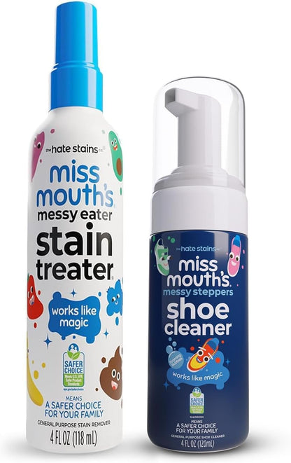 Miss Mouth's Messy Eater Stain Treater Spray - 4oz 2 Pack Stain Remover - Newborn & Baby Essentials - No Dry Cleaning Food, Grease, Coffee Off Laundry, Underwear, Fabric