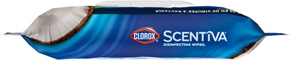 Clorox Scentiva Disinfecting Wipes, Coconut and Waterlily, 75 Count, Pack of 3 (Package May Vary)