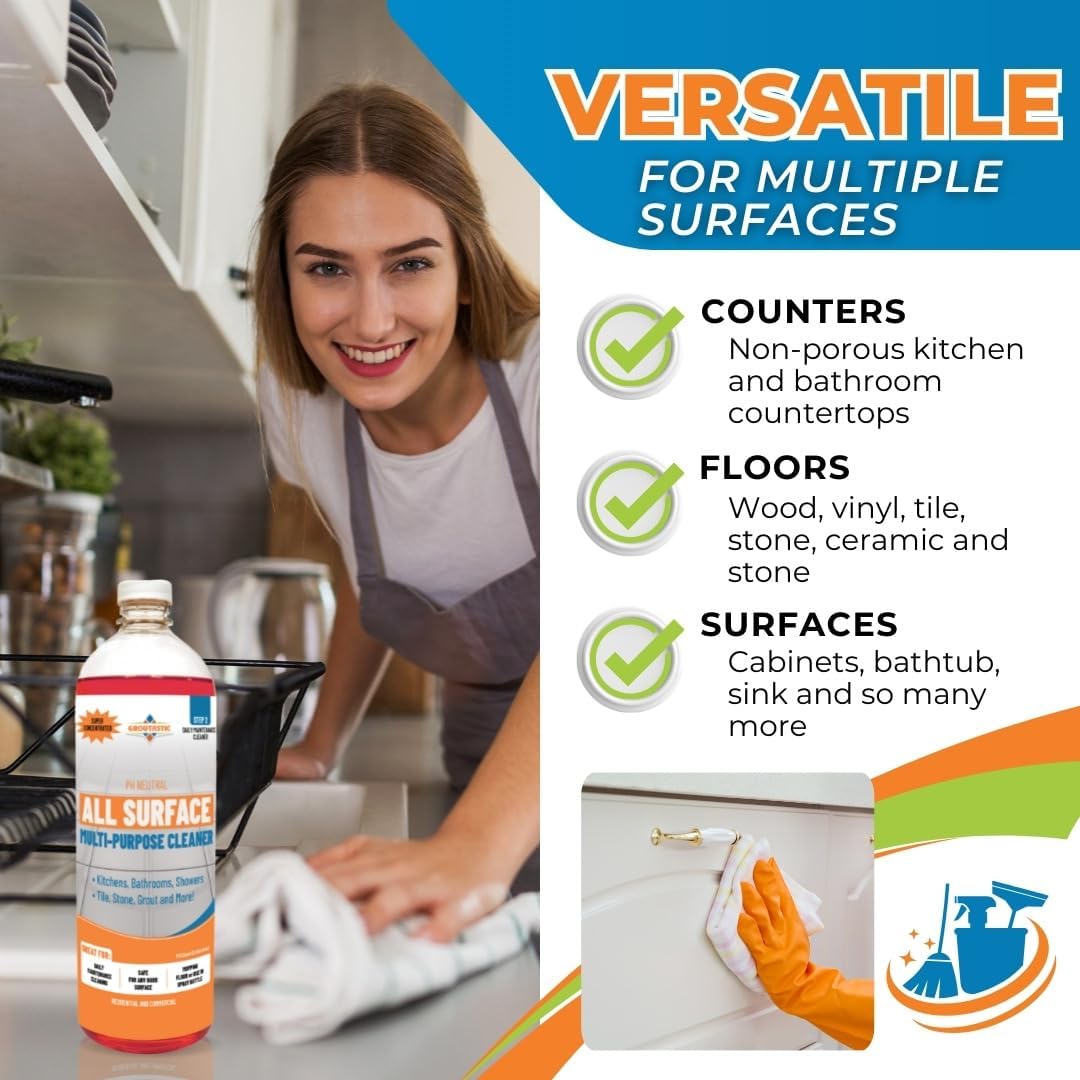 All-Surface Daily Cleaner Streak-Free Multi-Surface for Tile, Stone, Countertops, Stainless Steel & More, PH-Neutral, Residue-Free