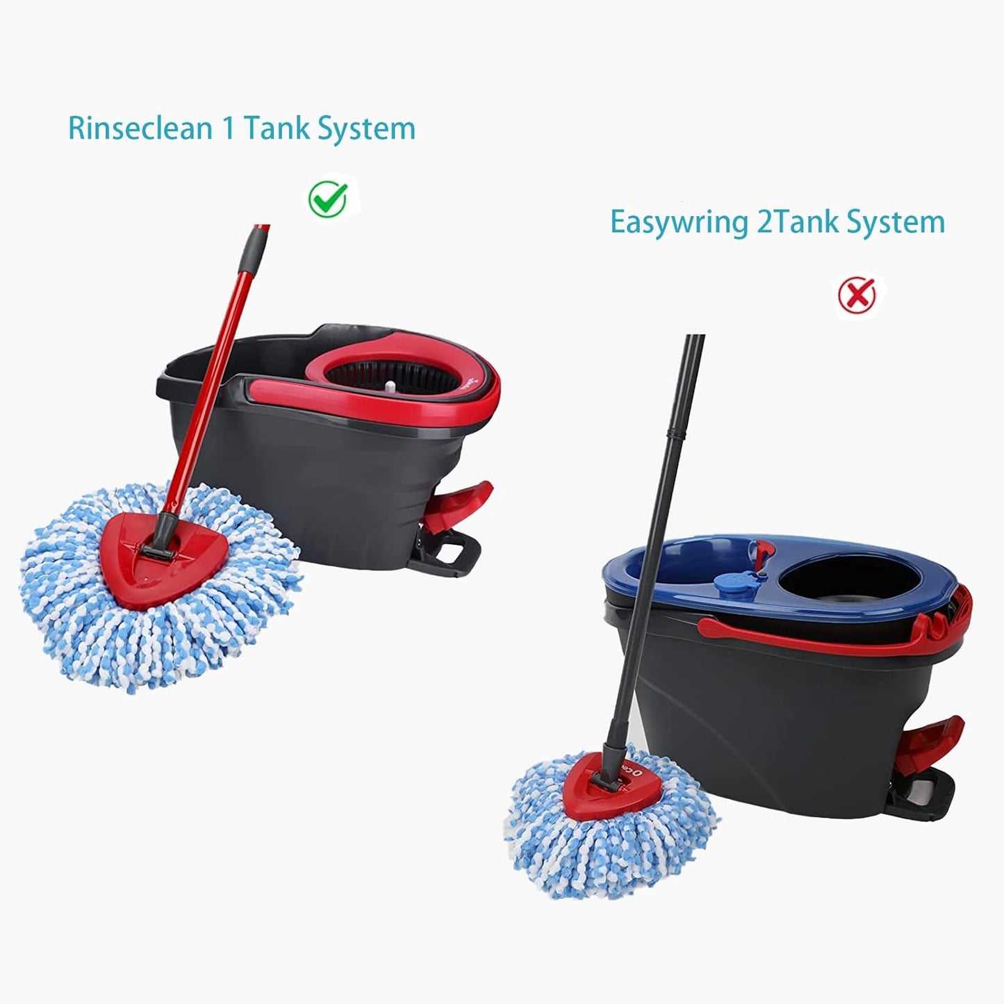 4 Pack Mop Replacement Heads for O-Ceda EasyWrin Spin Mop, Microfiber Spin Mop Refills, Easy Cleaning Mop Head Replacement