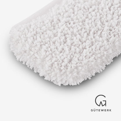 GÜTEWERK Silicone Shower Squeegee for Glass Doors & Mirrors with Stainless Steel Core, Streak-Free & No-Squeak Window Cleaning, 3-in-1 No-Drill Mount (Hook/Suction/Adhesive), Black, 9''