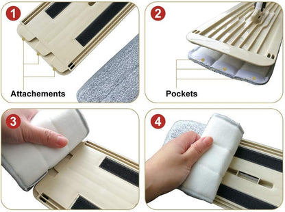 Bulletproof Microfiber Mop Replacement Heads - 5 Pack Washable Pads for Floor Cleaning Compatible with Tethys,Joy Moop & Most 11” - 13” Flat Squeeze Mops for Wet/Dry Mopping, Sanitizing, Scrubbing