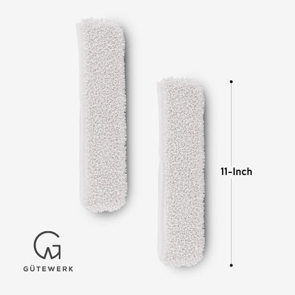 GÜTEWERK Silicone Shower Squeegee for Glass Doors & Mirrors with Stainless Steel Core, Streak-Free & No-Squeak Window Cleaning, 3-in-1 No-Drill Mount (Hook/Suction/Adhesive), Black, 9''