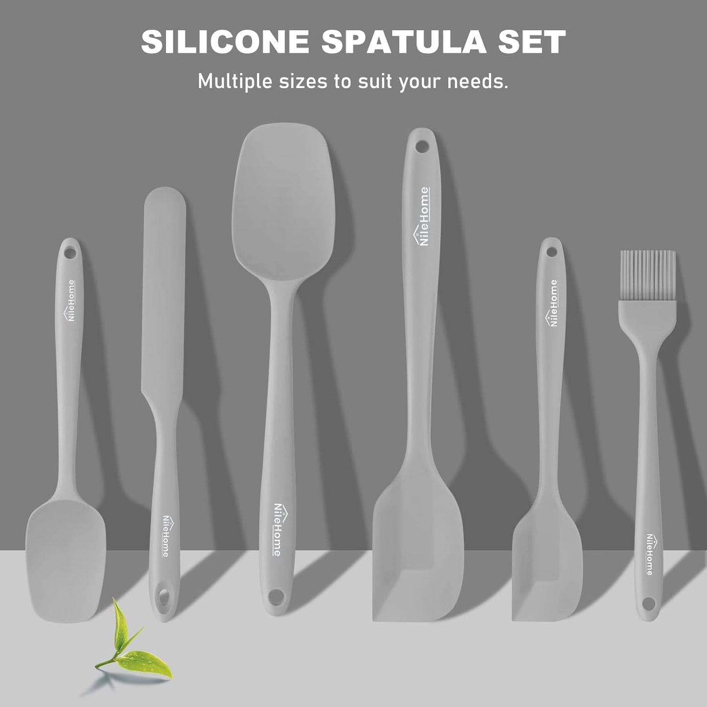 NileHome Silicone Spatula Set, 6 Pieces Food Grade Kitchen Utensils with Silicone Brush Heat Resistant Dishwasher Safe BPA-Free Rubber Spatula for Scraping, Baking, Cooking, Mixing-Forest Style