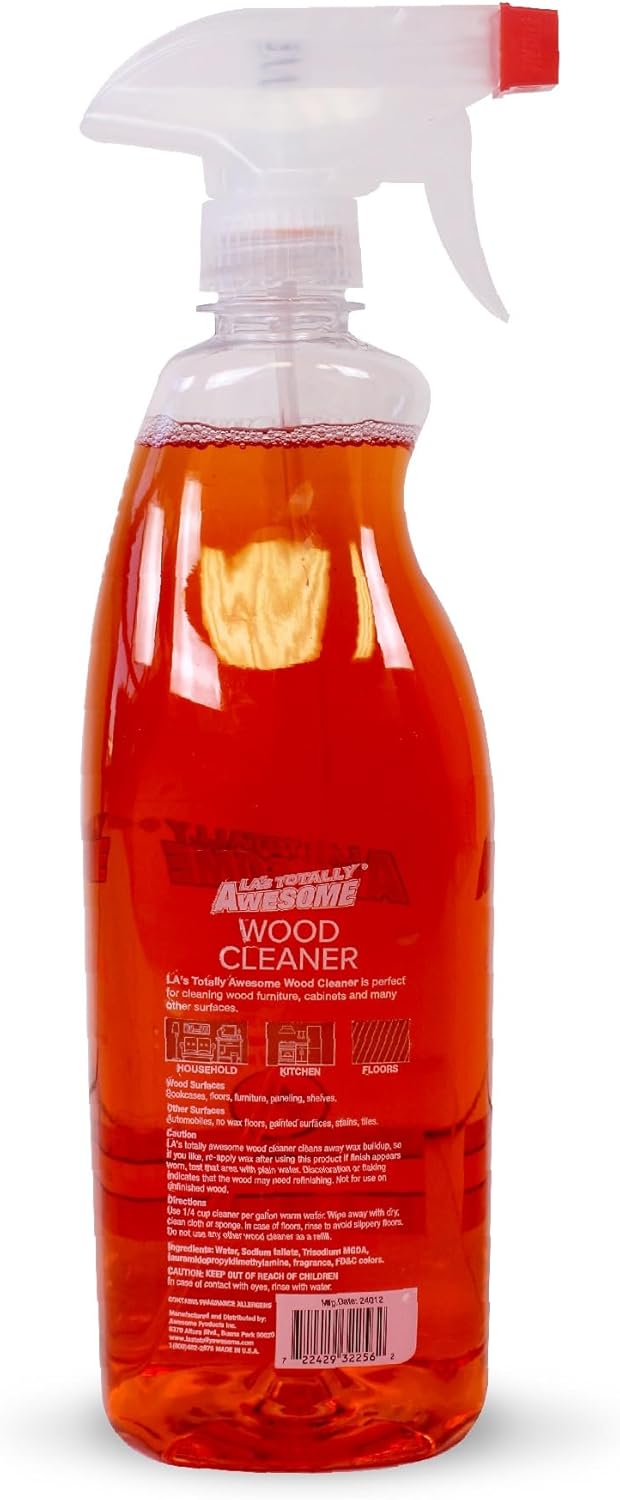 La's Totally Awesome Daily Wood Cleaner Spray, For Bookcases, Shelves, tables and more, Plant-Derived Formula, 32 Fl Oz (Pack of 3)