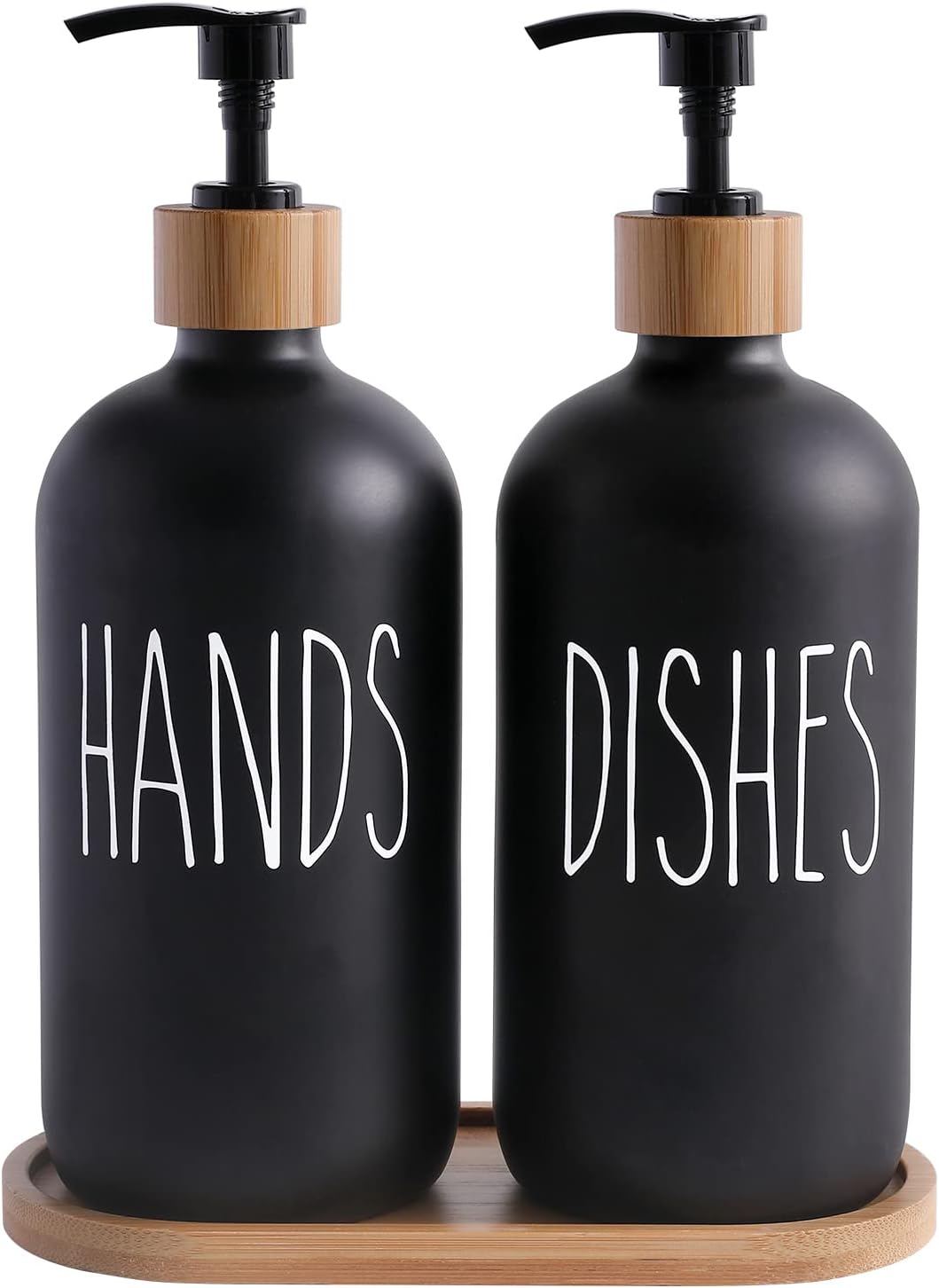 MOMEEMO Soap Dispenser Set, Contains Hand and Dish Soap Dispenser, Suitable for Kitchen Decor. (Black & White)