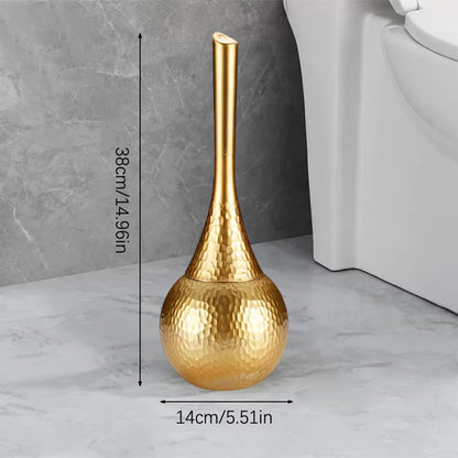 Hideaway Toilet Brush Set, Hammered Gold | Small Bathroom Space-Saver | Anti-Splash Shield & 360° Deep Clean | Housewarming Gift for Homeowners | Rust-Proof ABS Modern Bath Accessories